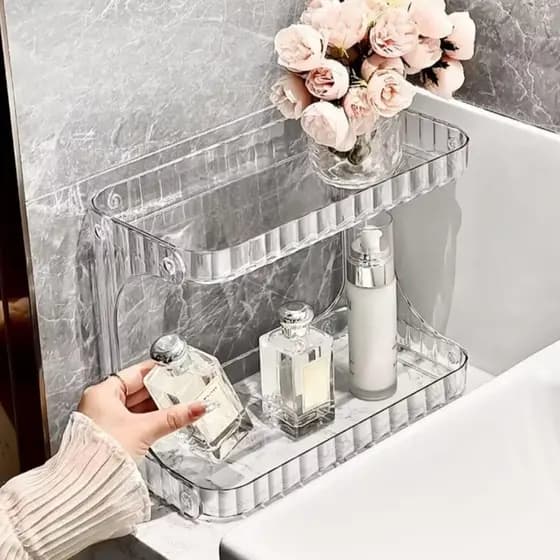Organizador em Acrílico Multiuso com 2 Prateleiras Transparente Ideal para Maquiagem, Skincare,