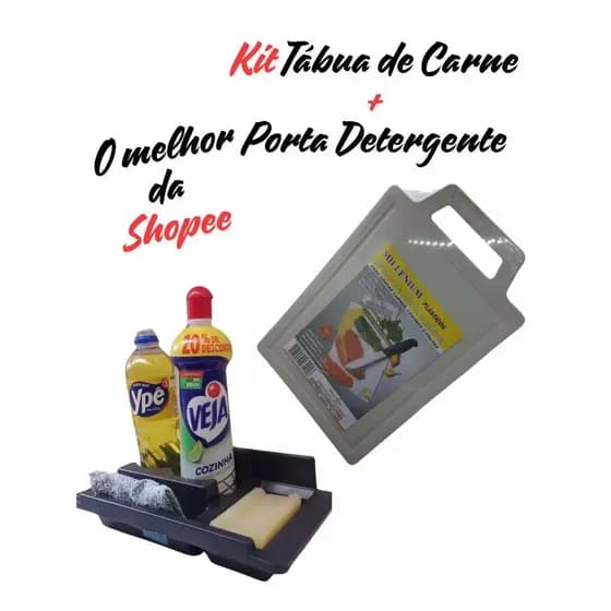 Tabua de Carne Grande Tábua de carne Plástico Cortar Carne + Porta Detergente para Pia Organizador