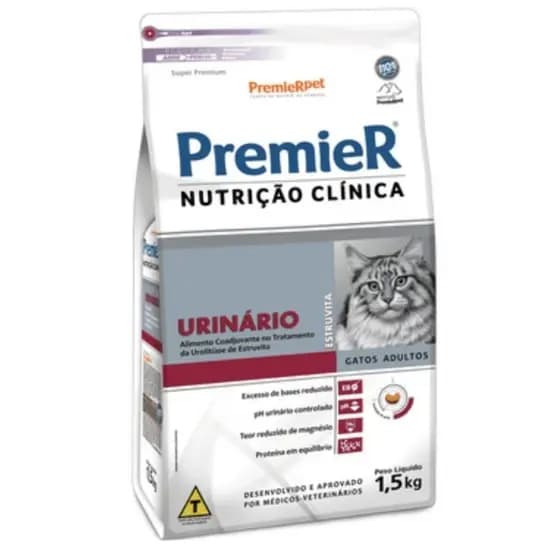 Ração Premier Gatos Adultos Nutrição Clínica Urinário 1,5 kg