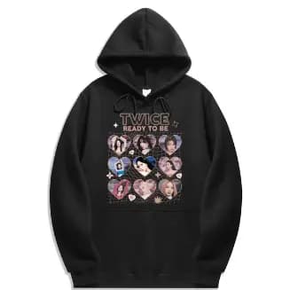 Moletom Canguru Simples Estampa TWICE Hoodie Confortável De Algodão Grupo Kpop