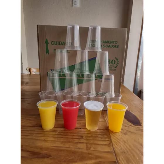 300 Copos Plásticos 250 ml Descartável PP Rioplastic Super Transparente