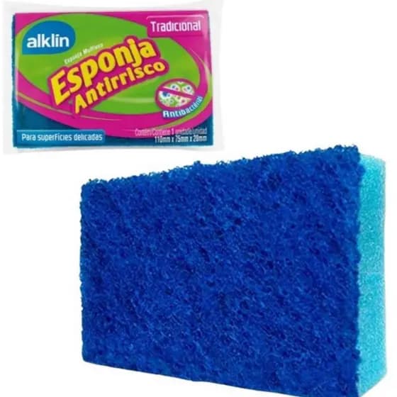 kit 8 Esponja Dupla face Antirrisco Tradicional Alklin