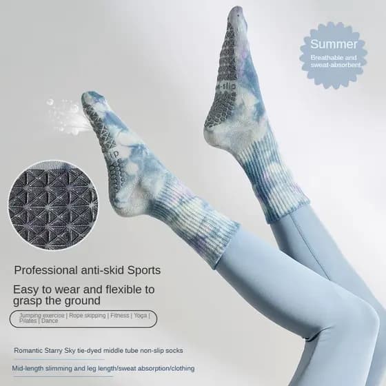 Meias de ioga, moda gradiente, tubo médio, antiderrapante, meias de Pilates, meias esportivas de Fitness, vários esporte