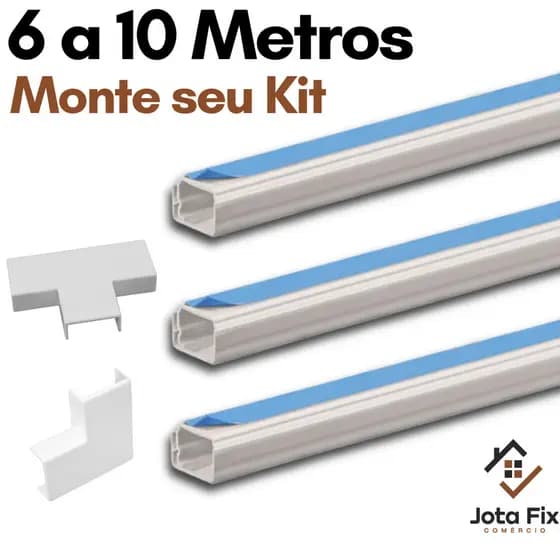 Canaleta para Fio Organizadora de Cabo 6 a 10 Metro Canaleta Adesiva Esconde Fio Conector Emenda