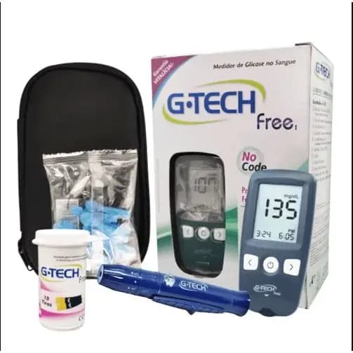 Kit Medidor Glicose 10 Tiras 10 Lancetas Caneta G-Tech - Free Controle Glicêmico Prático Portátil