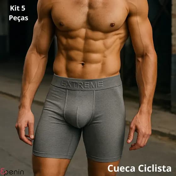 Kit 5 Cuecas Ciclista Boxer Microfibra Premium Perna Comprida Masculina Cueca Box Confortável