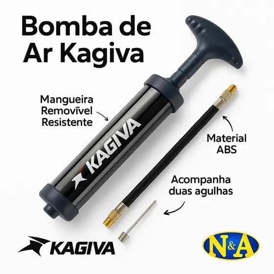 Bomba de Ar Kagiva Para Encher Bola Original Dupla Ação Com Bico Reserva