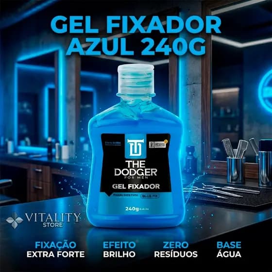 Gel Fixador Azul The Dodger 240g - Fixacao Extra Forte Brilho Molhado