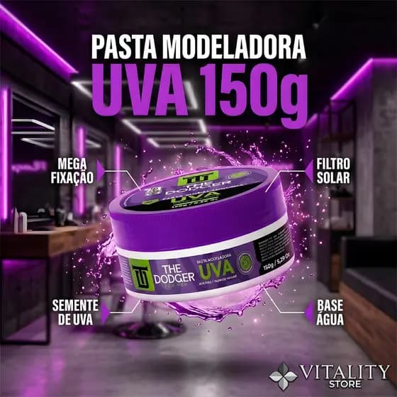 Pasta Modeladora Uva The Dodger 150g - Mega Fixação + Filtro Solar