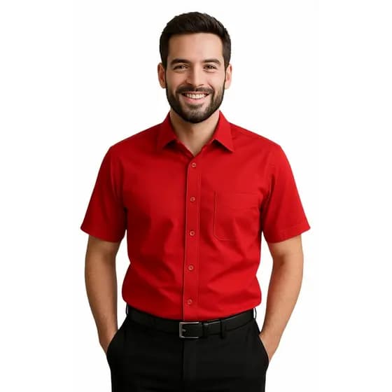 Camisa Social Manga Curta Masculina Com Bolso