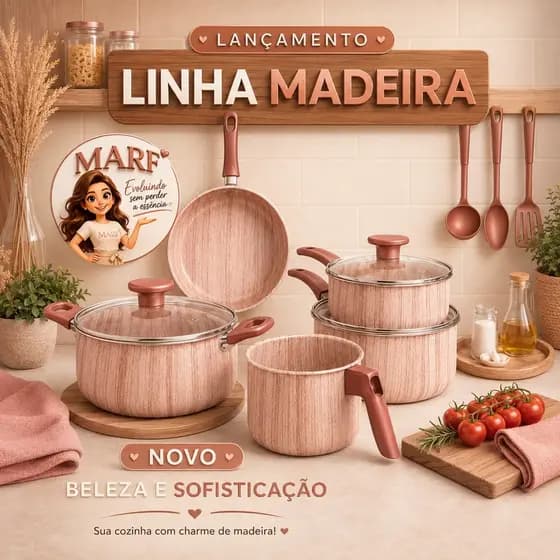 Jogo de Panelas Antiaderente MARF 5 Peças com Teflon Premium, Alumínio Resistente e Alta Durabilidade na Cozinha Moderna