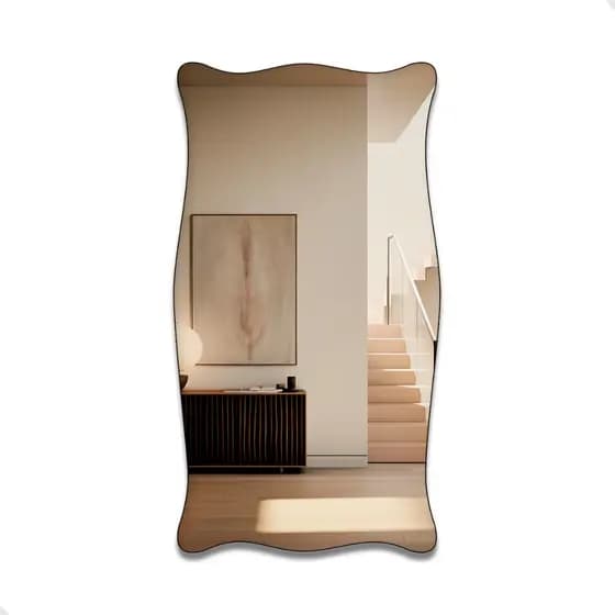 Espelho Orgânico Paris 60x80cm para Banheiro Sala com Borda em Couro Ecológico e Fixação de Parede