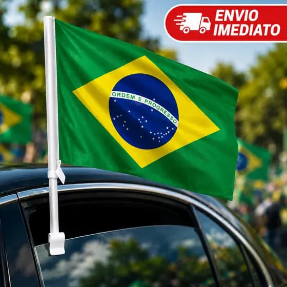 Kit 2/4 Bandeiras Do Brasil Copa 44x42 Para Vidro De Carro