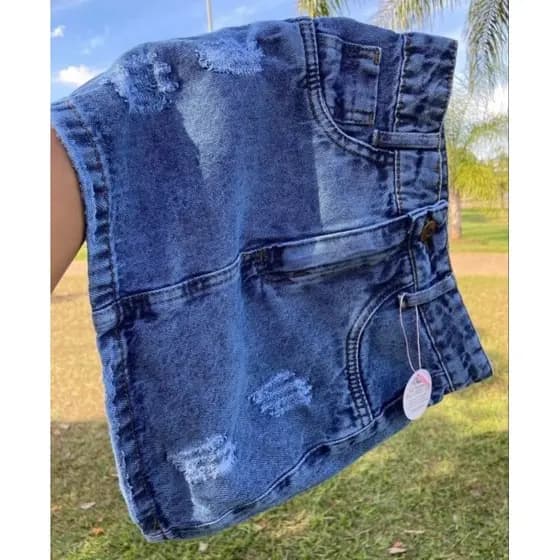 Saia Jeans Anita Feminina - Azul Lisa