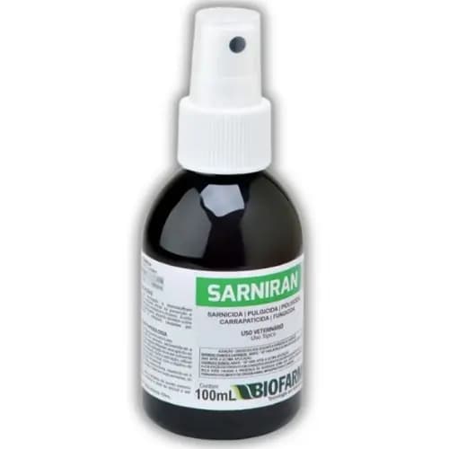 Sarniran Biofarm – Spray Veterinário 100mL Contra Sarna, Fungos e Infecções de Pele em Pets