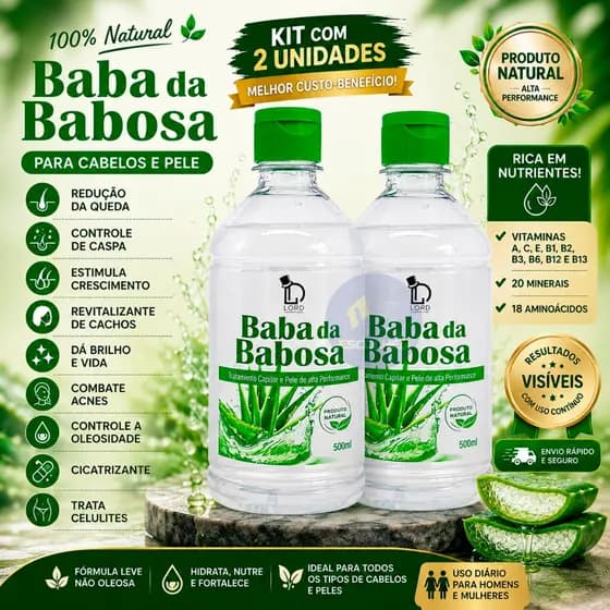 Kit Baba Da Babosa Para Cabelos & Pele Ação Cicatrizante Aloe E Vera