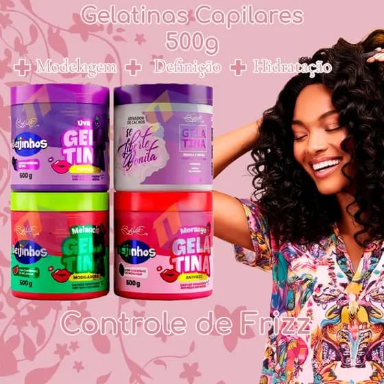 Gelatina Para Cabelos Cacheados Antifrizz Cheirinho De Chiclete 500g