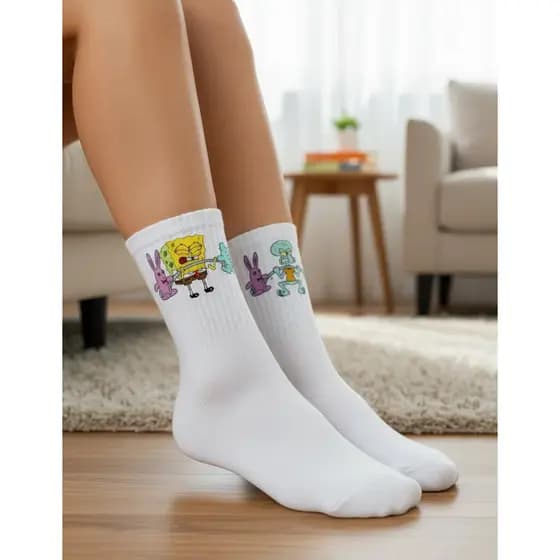 Meias Kit 3 Bob Esponja Academia Treinos Maromba Esportivas Meias Diferentes
