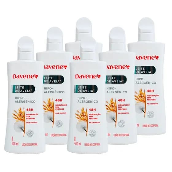 6UN Hidratante Leite Aveia Hipoalergenico 400ml Davene