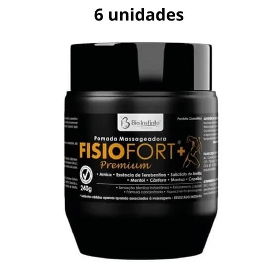 Pomada Desodorante Massageadora Fisiofort + Premium 240G - 6 unidades
