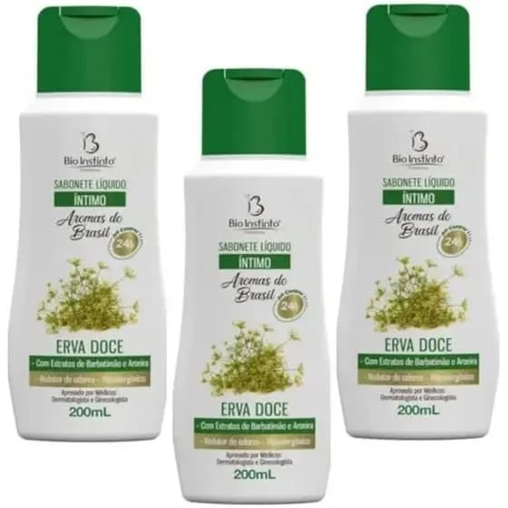 Aromas do Brasil Sabonete Líquido Íntimo Erva Doce 200ml - 3 unidades