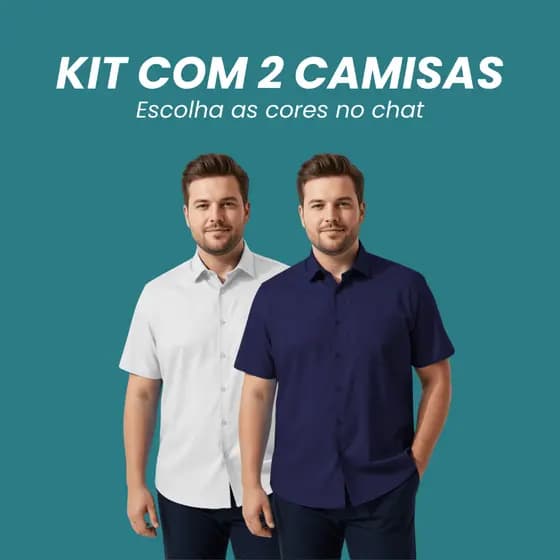 Kit 2 Camisa Social Masculina Manga Curta Extra Grande Camisa Social Plus Size Blusa Social Tecido Plus Elastano