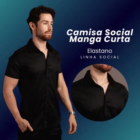 Camisa Social Elastano Slim Fit Casual Microleve Microleve Social Slim Masculino Elegante