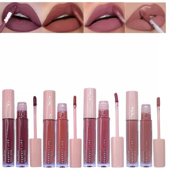 Batom Líquido Ruby Rose Perfect Lips Alta Cobertura Efeito Matte Secagem Rápido Toque Suave