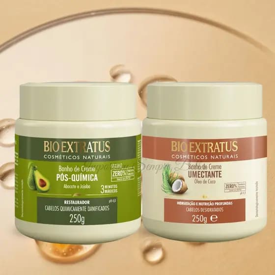 Kit Máscaras BioExtratus Pós-Química + Umectante 250g | Hidratação, Nutrição e Recuperação Capilar