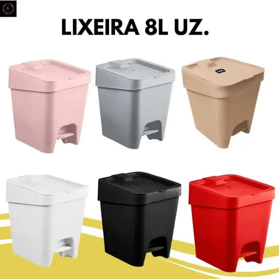 Lixeira Para Banheiro/Cozinha – Lixeira Slim 8L Com Aba Esconde Sacola e Pedal, Reforçada- Uz.