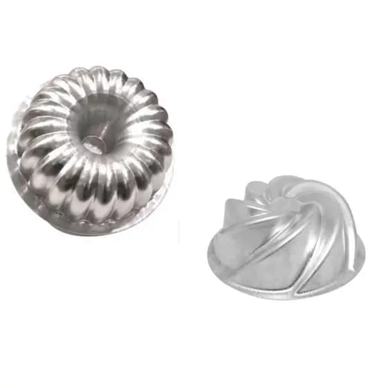 Kit De Formas Para Bolo de Novela Com 1 (uma) Forma Para Bolo Suíço Gomada e 1 (uma) Forma Para Bolo Vulcão Espiral Alumínio Profissional IG89