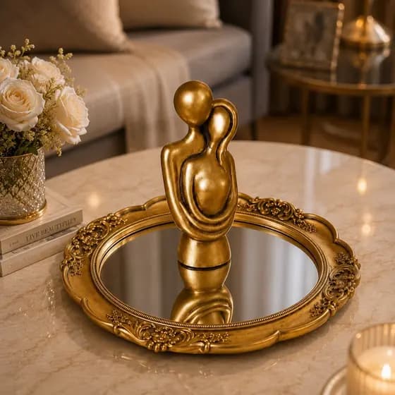 Kit Bandeja + Casal de Namorados Apaixonados Decoração Quarto Sala Home Enfeites Mesa Casamento