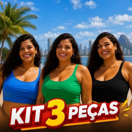 Kit 3 Cropped Feminino Plus Size Canelado Regata Alcinha Basico Confortavel Verao