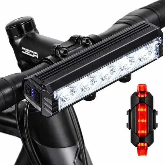 Farol Bike 5 Leds 20.000 Lumens 10.000mah E Sinalizador Traseiro de bicicleta Ciclismo