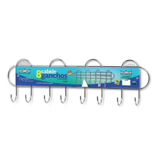 Suporte Para Parede Com 8 Hastes De Aço Cromado Multiuso Para Banheiro Lavanderia Quarto N075 Niquelart