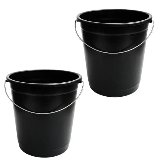 Kit 2 Baldes Grandes e Reforçados de Plástico 30 Litros Preto Plasnew P1517