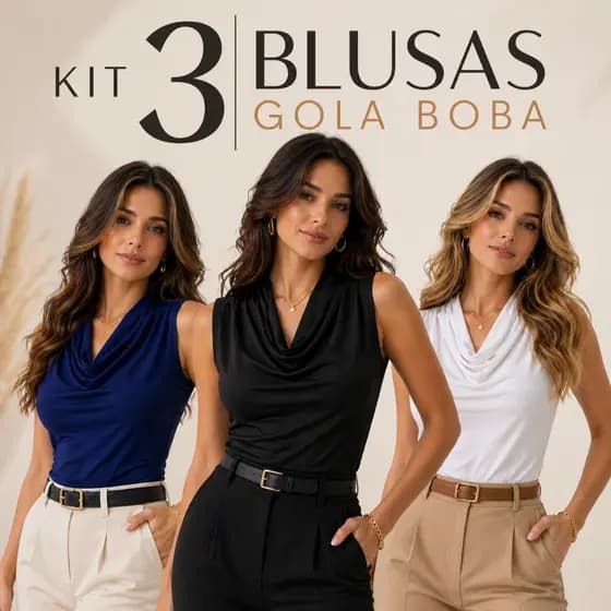Kit 3 blusas regatas Femininas Gola Boba Suplex Premium