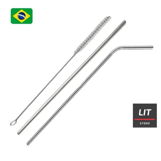 Kits de Canudos + Escovinha Reutilizável em Aço Inox