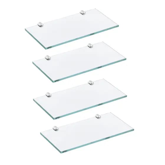 KIT Prateleira de Vidro 40x20cm 4020 com Suporte para banheiro decoração INCOLOR