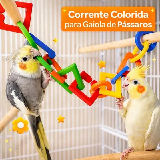 Corrente Colorida para Pássaros | Brinquedo Interativo para Aves, Periquitos, Calopsitas e Agapornis