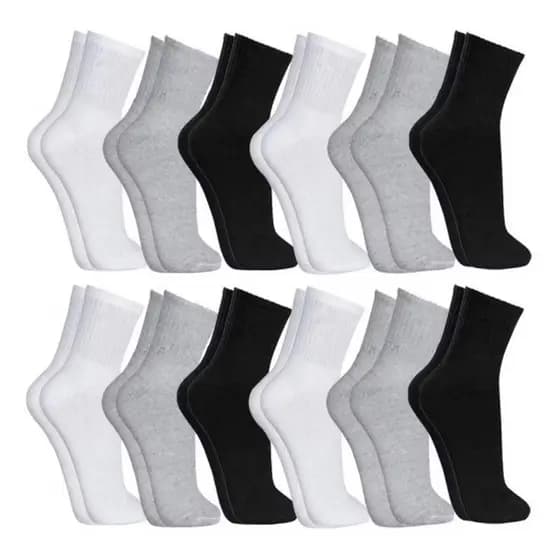 Kit com 6 Pares Meia Adulto Masculina Esportiva Cano Alto Algodão