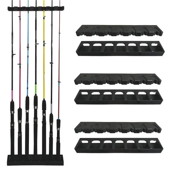Kit com 3 Suportes Organizadores Varas Pesca 7 Lugares Parede Rack Expositor