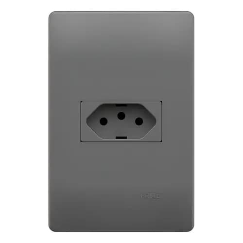 Tomada 2p+t 10a 250v Horizontal 4x2 Habitat Onix Fame Cinza