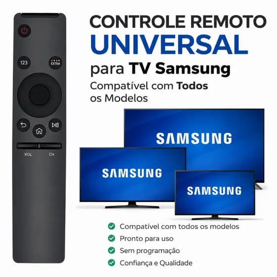 Controle Remoto Universal Smart para TV Samsung Compatível 4k Ultra HD Alta Qualidade LED LCD