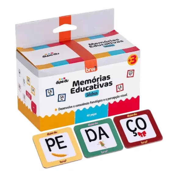 Jogo Memórias Educativas Silábas 40pçs Dipedu Brw