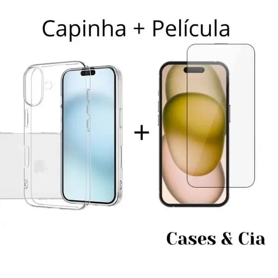 Kit Para iPhone 16 Capinha Anti - Impacto + Película 3D
