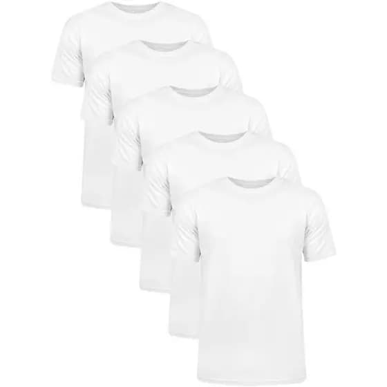 KIT 5 CAMISAS CAMISETAS LISAS BASICAS BRANCA 100% ALGODAO