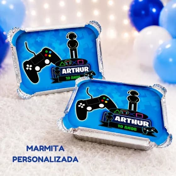 Marmita Personalizada Tema VIDEO GAME Menino | Lembrancinha de Aniversário Infantil | Marmitinha Festa VIDEO GAME