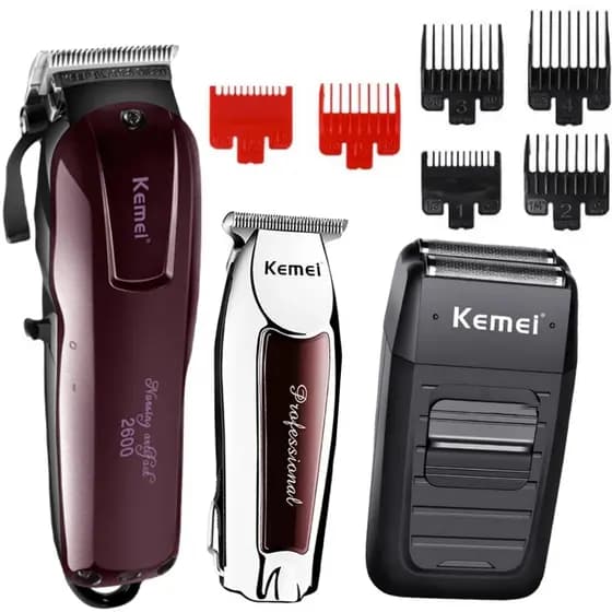 Kit Maquina Corte Cabelo Profissional + Acabamento + Shaver Kit Barbeiro Maquina de Cortar cabelo
