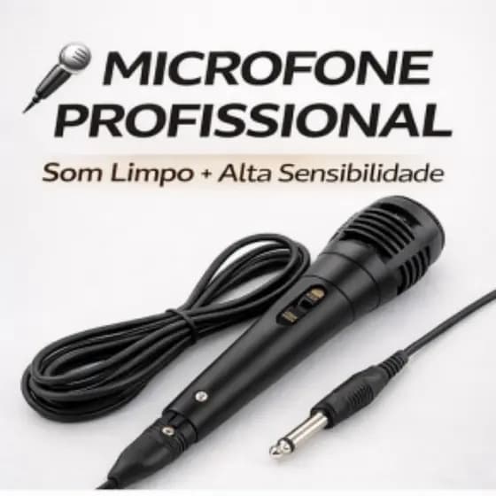 Microfone Karaokê Dinâmico com Cabo de 2.5 Metros